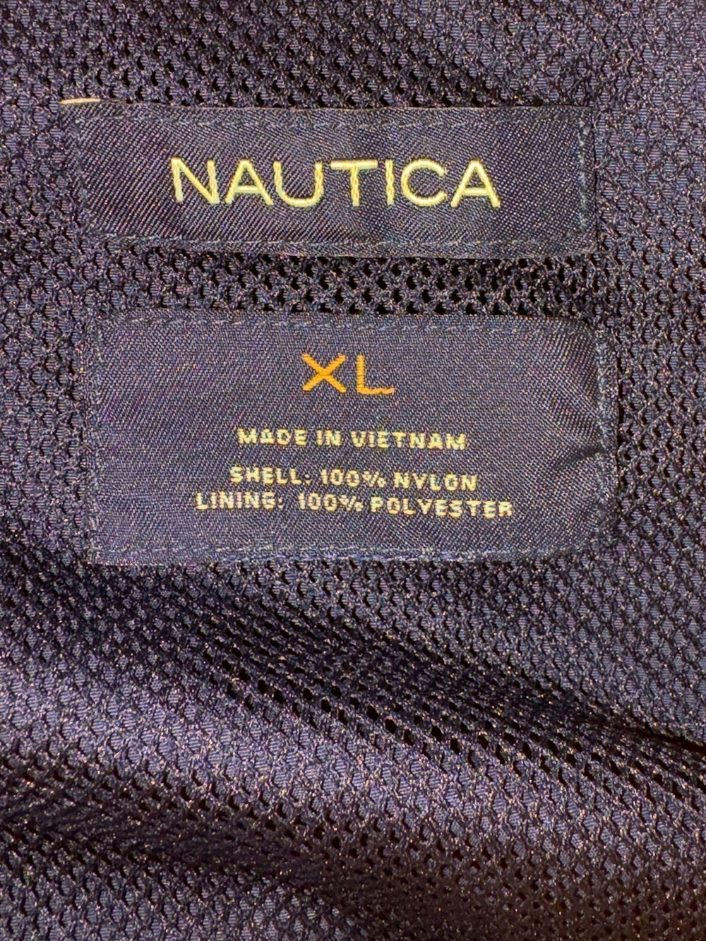Nautica Hooded Windbreaker Rain Jacket Navy Yellow Mesh Lined XL - Picture 4 of 8